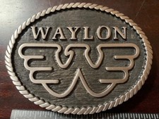 Waylon Jennings Flying W Solid Metal Pewter Metal  Belt Buckle picture