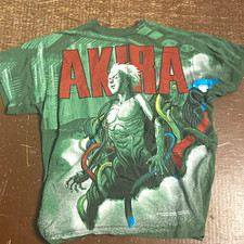 Men's Akira Anime Green Graphic Print Cotton Jersey Crew Neck T-Shirt L picture