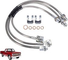 3PCS Stainless Steel Extended Brake Lines Fit Chevy GMC C K 1500 2500 4-6 Lift picture