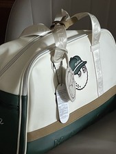Malbon Golf Color Block Beige Tan Green Travel Boston Duffle Bag picture