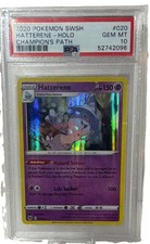 Pokemon TCG Hatterene 020/073 Champions Path Holo Rare EN 2020 150HP PSA 10 picture