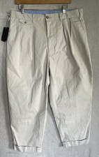 Beams+ Pleated Beige Cotton Cropped Pants Made In Japan Mens Size XL picture