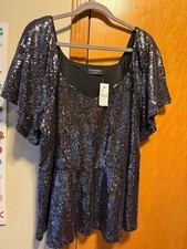 New Lane Bryant Sequined Peplum Top - Size 22 picture