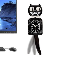 2D Classic Black Kit Cat Clock Kit-Cat Klock Vintage Cat Clock Swinging Tail UK picture