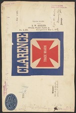 Photo:Clarence Trade Mark Twine Warp Yarn 1870s E. W. Keeler Trade Label picture