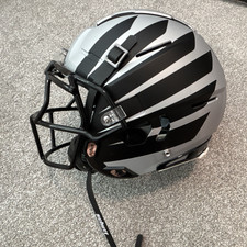 Schutt Full Face Football Helmet Large Silver/Black Matte w/ Facemask Chin Strap picture
