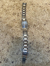 VTG Fossil F2 Women's Quartz  Watch Silver Dial light blue face w/ rhinestones  picture