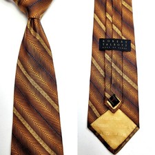 Robert Talbot Best of Class Orange Brown Blue Jaquard Striped Tie #342 picture