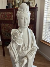 Vintage Blanc De Chine Porcelain Statue Guan Yin Kwan Yin Goddess picture