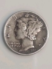 RARE 1941 10C Mercury Dime (No Mint Mark) (Silver) picture