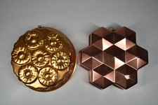 2 Vintage Jello Molds Pineapple Upside Down & Geometric Farmhouse Country picture