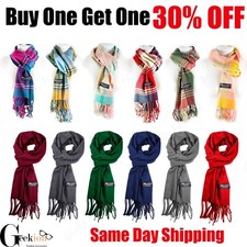 New SOLID 100%CASHMERE winter SCARF High Quality MADE IN SCOTLAND SOFT unisex picture