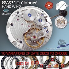 MOVEMENT MANUAL WIND SELLITA SW210-1a-PEARL,  HAND WIND, 10 DATE OPTIONS picture