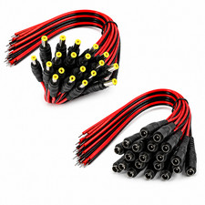 Lot 18AWG DC  Power Pigtail Cable Plug 12V 5A Male & Female Pack 2.1mm x 5.5mm picture