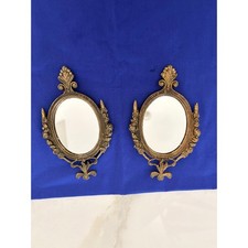 Vintage Italian Ornate Brass Mirrors Pair picture