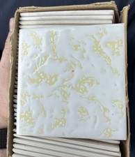 Partial Box Of 34 H & R Johnson 1970s Vintage Ceramic Tiles Cristal Gold picture