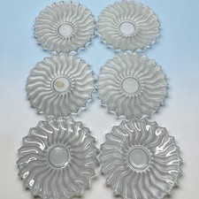 Vintage Bohemia Glam Crystal Glass Swirl Clear Frosted Luncheon Salad Plates Set picture