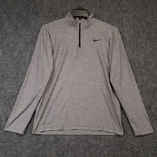Nike Dri-Fit Breathe 1/4 Zip Pullover Men's Medium Gray Long Sleeve Mock Neck picture