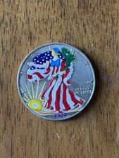 2000 Painted Walking Liberty American Eagle One Dollar Coin 1 Oz Silver Bullion picture