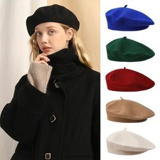 Warm French Style Lightweight Casual Classic Beanie Solid Color Wool Beret hat picture