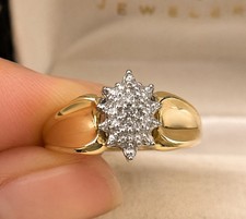 Vintage 10K Yellow Gold Three Diamond Illusion Ring Kays Jewelers Size 4.5 picture