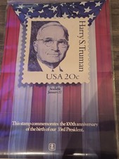 USPS President Harry S Truman Postage Stamp Poster 1984 picture