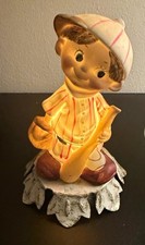 Vintage 1970s Aladdin Giftware Baseball Boy Night Light Lamp Ceramic Working picture