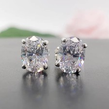 RARE 5.60 Ct Certified Oval Cut White Diamond Solitaire Studs-Great Luster  picture