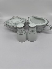 Vintage Noritake Colburn 6107 China Serving Set - Gravy Boat, Covered Bowl, S&P picture