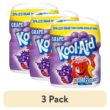 Kool-Aid Grape Drink Mix 3 Pack 19 oz Canisters Artificial Flavor Caffeine Free picture