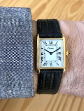 VINTAGE 1975 CARTIER TANK PRE-MUST 23MM GENTS 18K GOLD PLATED HAND-WIND picture