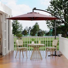 10FT Cantilever Patio Umbrella with Solar LED Lights  for Backyard, Garden, Pool picture
