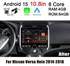4+64GB Android 15 Car Stereo Radio Wifi Carplay For Nissan Versa Note 2014-2018 picture