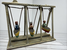 Vintage German Erzgebirge Style Miniature Swing Boat Folk Art Toy picture