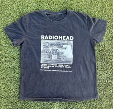 Y2K Radiohead Black and White Graphic T-Shirt. Mens Medium picture