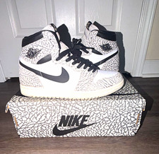 Nike Air Jordan 1 White Cement Men’s High Top Lace-Up Sneakers White/Black/Gray picture