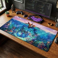 Eevee Vaporeon Underwater Scene Desk Mat, Anime Gaming Mouse pad picture