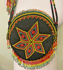 Vintage Ottoman  handmade beaded  medallion double sided crossbody round pouch picture