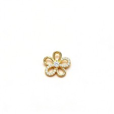 Gold Tone Hollow Five Petal Flower CZ Inlay Pendant Charm Women Fashion Necklace picture