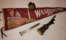 VINTAGE WASHINGTON DC LOT PENNANT STATUE LIBERTY WHITE HOUSE PAPERWEIGHT WOW SET picture