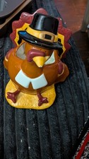 Vintage Teleflora Gifts Thanksgiving Pilgrim Turkey Planter Candy Dish Display picture