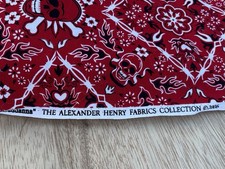 ALEXANDER HENRY Baddanna FABRIC Red SKULL Flames Crossbone 2006 picture