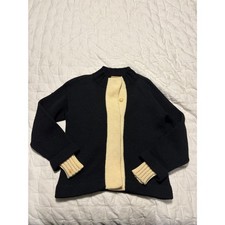 Vintage 1940s Geistex Wool Sweater Womens Medium Black Knit Cardigan picture