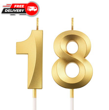 18th Birthday Candles Number Candles，Gold Cake Topper Decoration for Birthday W picture