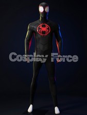 Miles Cosplay Morales Costume 2023 Movie Men Upgraded Black Jumpsuit Halloween picture