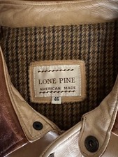 Lone Pine Vintage Leather Mens Jacket Tan with Brown Collar, Excellent condition picture