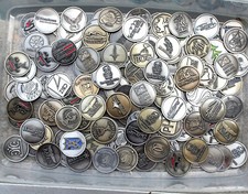 SALE BATCH 10 LOGO GOLF BALL MAGNETIC COIN MARKERS COLLECTION BRASS SILVER picture