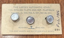 Antique Larter Art Deco 14K Rolled Gold Pearl Dress Shirt Studs - On Card. 1914 picture