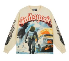 Mens NEW Godspeed Street retro Trendy print Tee Washed  Long sleeved T-shirt picture