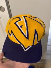 Vintage Washington Huskies Big Logo The Game Snapback Hat Yellow/Blue picture